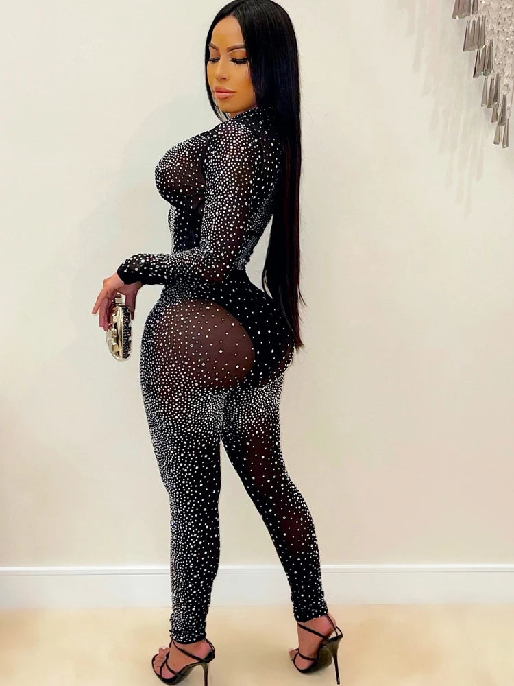 Starlit Soirée: Crystal Cascade Crop & Leggings Ensemble